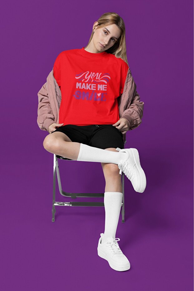 Men/Women You Make Me Smile Transfer Printed Round Neck Short Sleeve T-Shirt