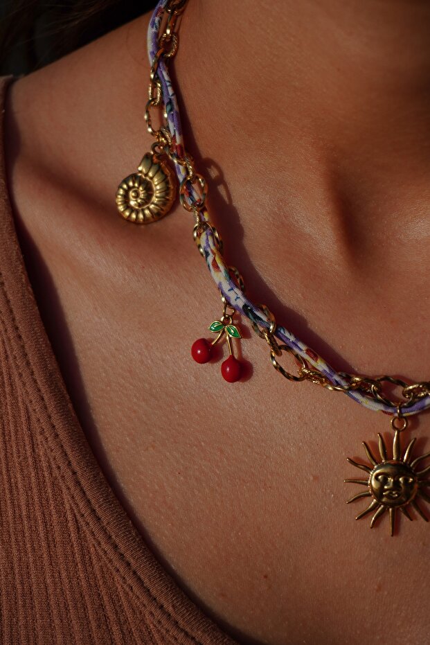 قلادة سلسلة من القماش المنقوش - 5