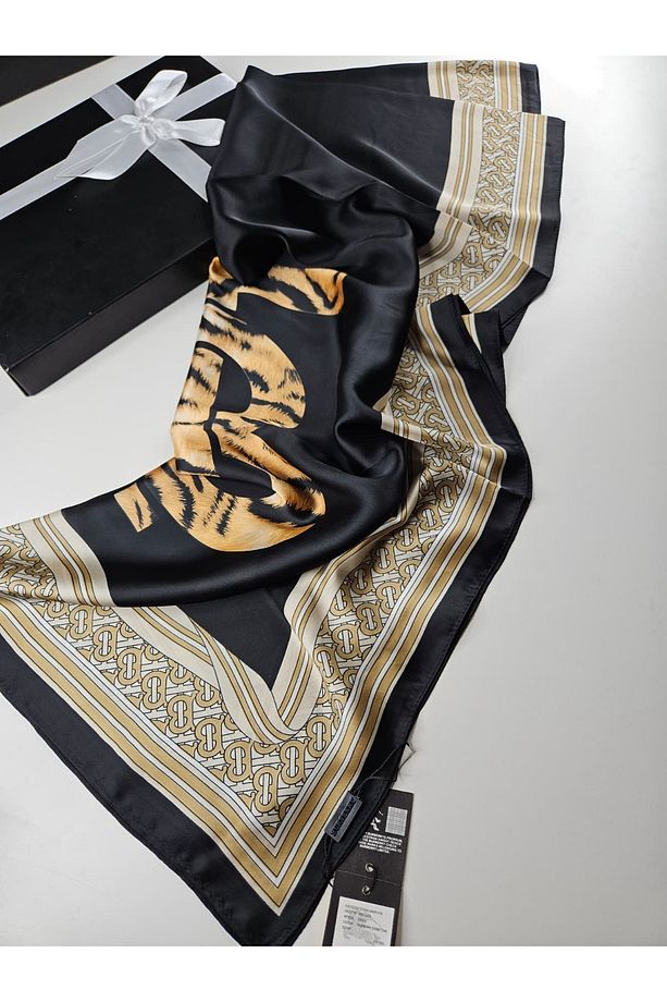 B Desen Tiger İthal İpek Vual Şal Scrafs Hijab - 2