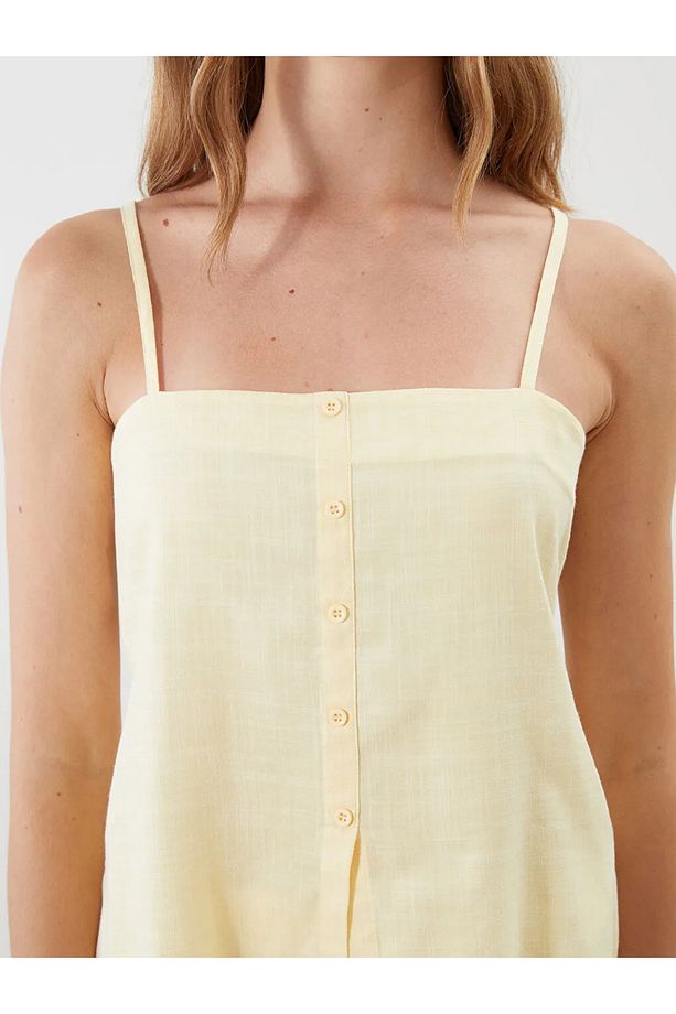 LCW DREAM Sari Kare Yaka Poplin Kadın Pijama Takımı - 3