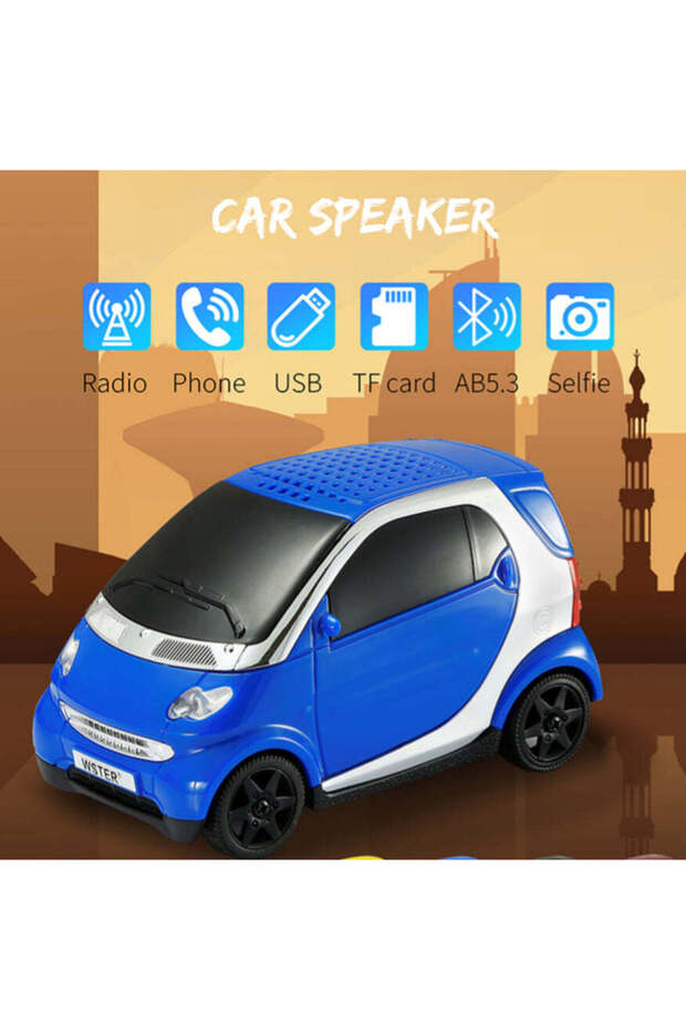 Portable Bluetooth Speaker with Classic Car Design - Multi-functional Wireless Stereo with Pure Soun - 3