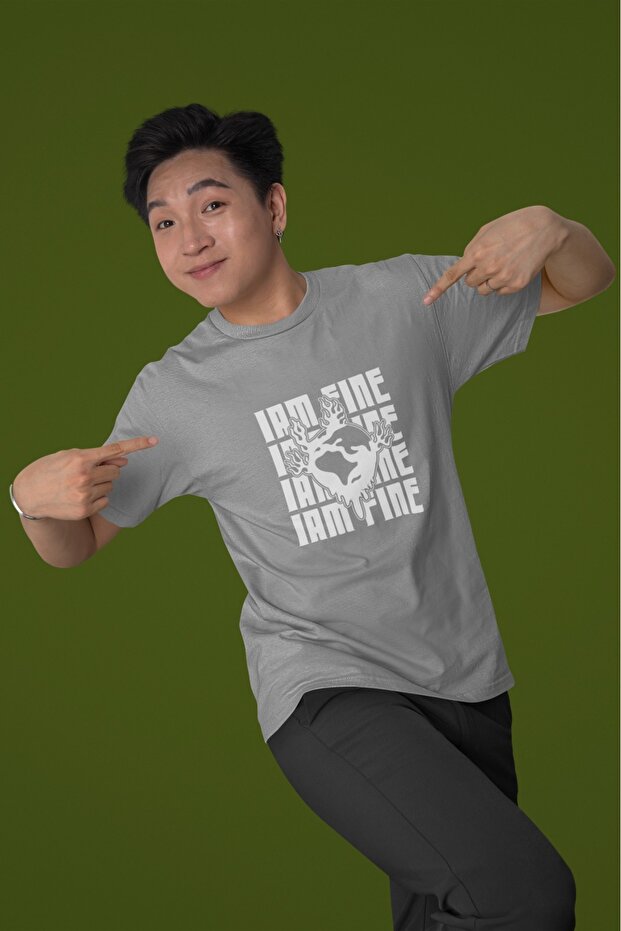Men/Women I Am Fine-2 Transfer Printed Round Neck Short Sleeve T-Shirt
