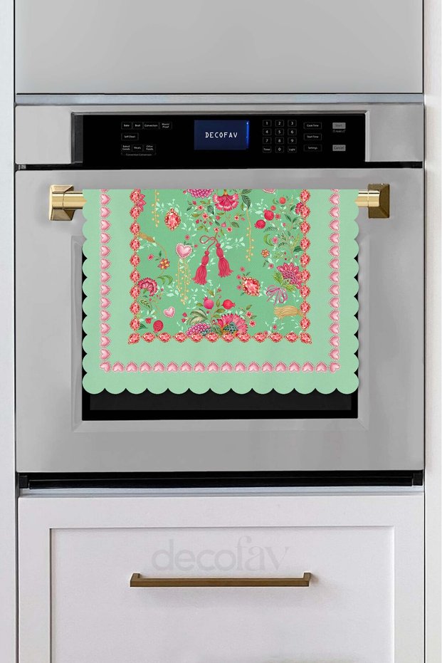 Love Bloom Heart Colorful Floral Green Laser Cut Oven Cover
