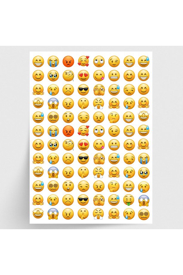 Karışık emoji, duygu ve yüz ifadesi sticker seti, 96 adet - 1