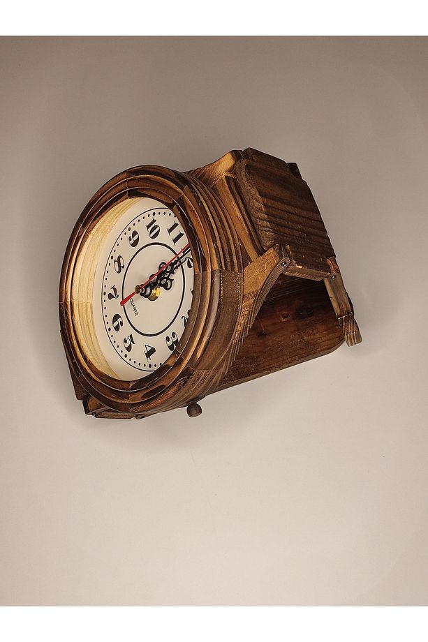 El Yapımı Ahşap Kol Saati Görünümlü Duvar Saati | Vintage Rustik Dekor 65cm - 7