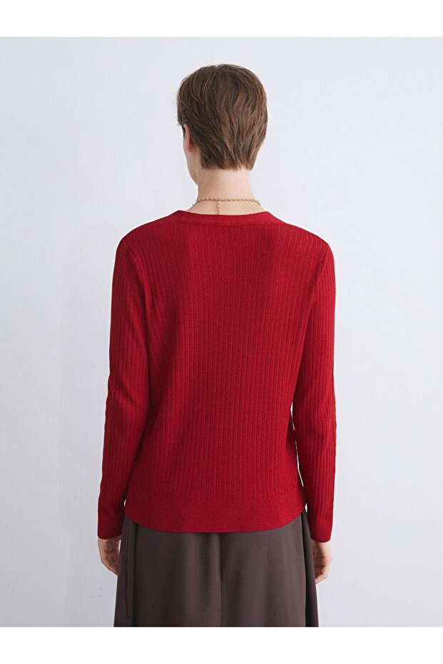 V Yaka Kadın Triko Hırka (W5) - 4