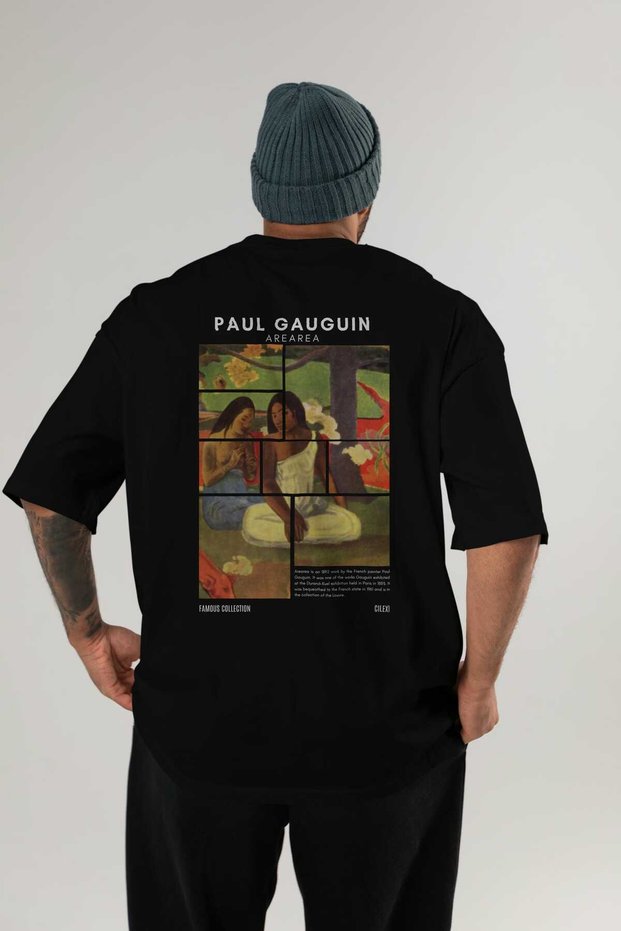Paul Gauguin Arearea Back Printed Black Oversize T-Shirt Men Women Crew Neck Cotton t Shirt