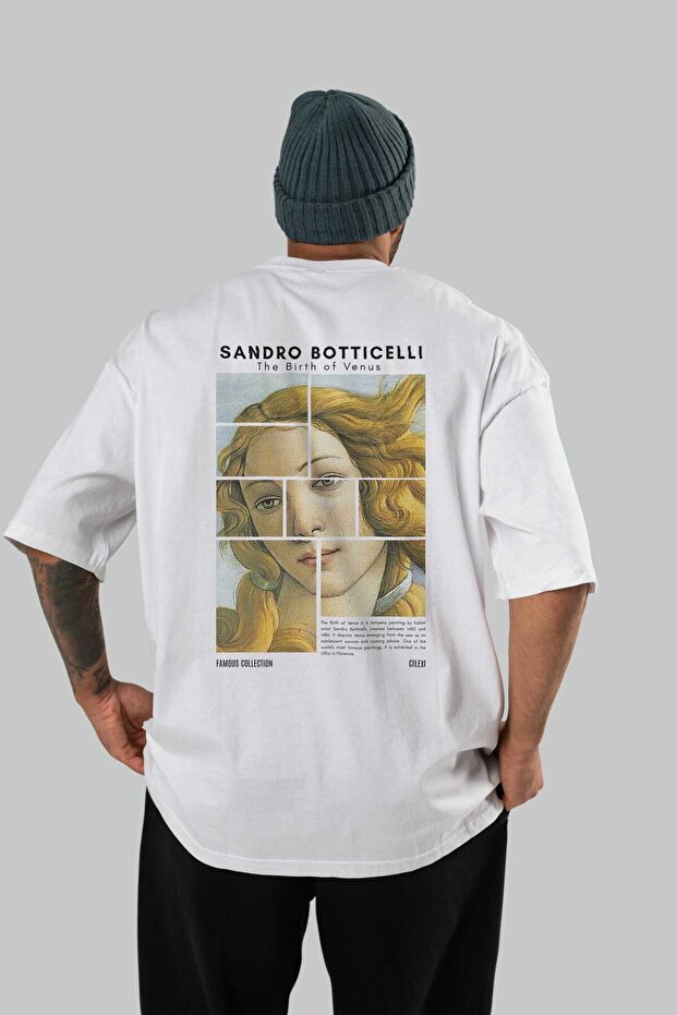 Sandro Botticelli Back Printed White Oversize T-Shirt Men Women Crew Neck Cotton t Shirt