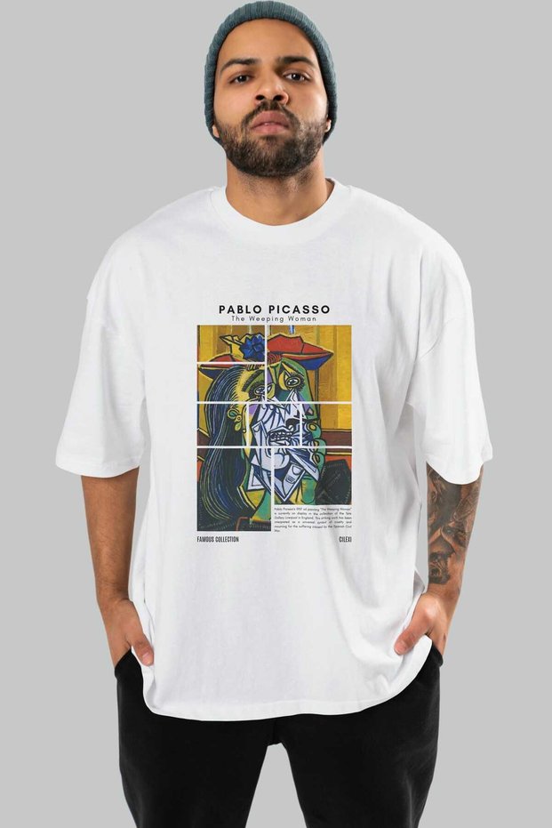 Pablo Picasso Front Printed White Oversize T-Shirt Men Women Crew Neck Cotton t Shirt