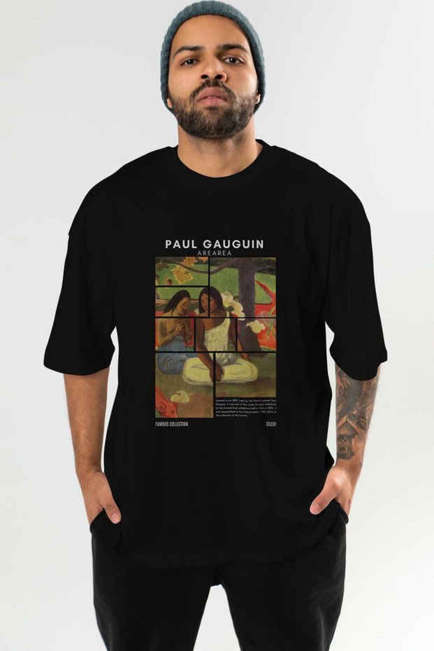Paul Gauguin Arearea Front Printed Black Oversized T-Shirt Men Women Crew Neck Cotton t Shirt