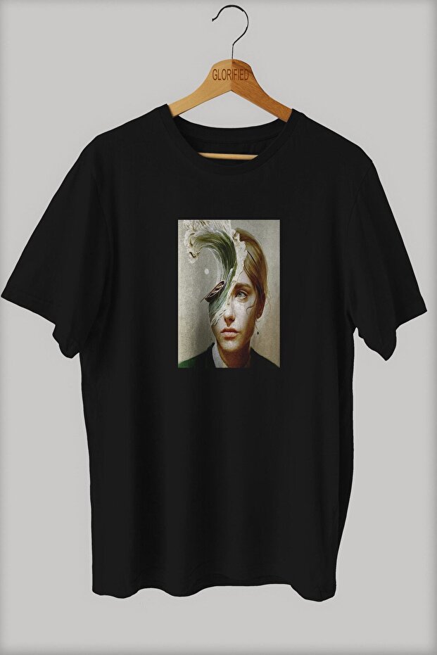 -Wed Tear Wave Design Printed Oversize T-Shirt Street Style