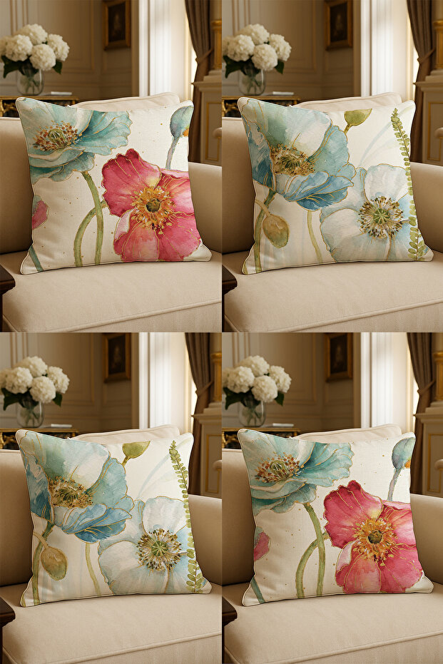 Special Design Digital Print Decorative Cushion Cover 43x43 cm Reversible 4-Piece Set