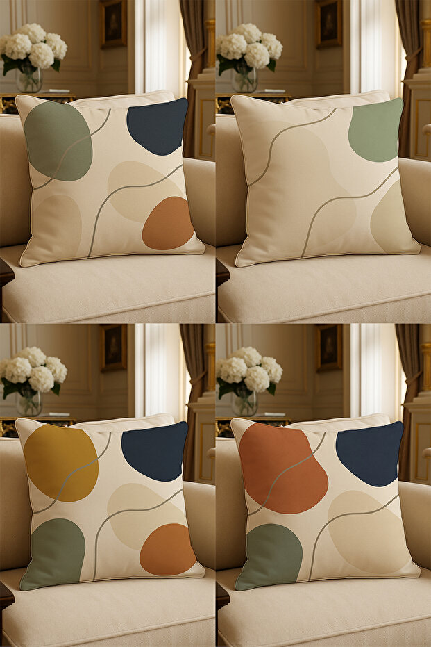 Special Design Digital Print Decorative Cushion Cover 43x43 cm Reversible 4-Piece Set