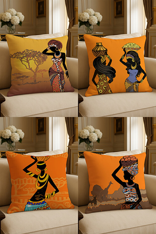 Special Design Digital Print Decorative Cushion Cover 43x43 cm Reversible 4-Piece Set