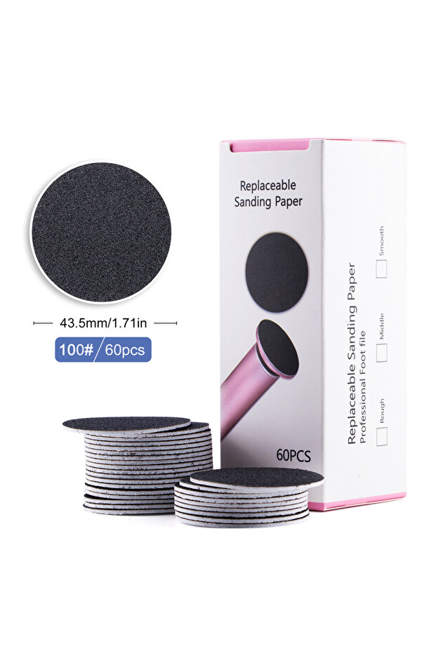 Grit 100 TP 43mm 60pcs/Box Foot Dead Skin Sandpaper For Electric Nail File Cuticle Callus Replaceabl