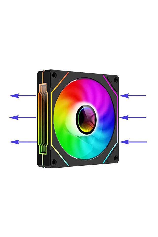 مروحة هيكل الكمبيوتر الأمامية A-RGB WHITE Black PRISM 4 PRO Mirror Cycle ARGB 120 مم 4Pin PWM PC Quiet Co
