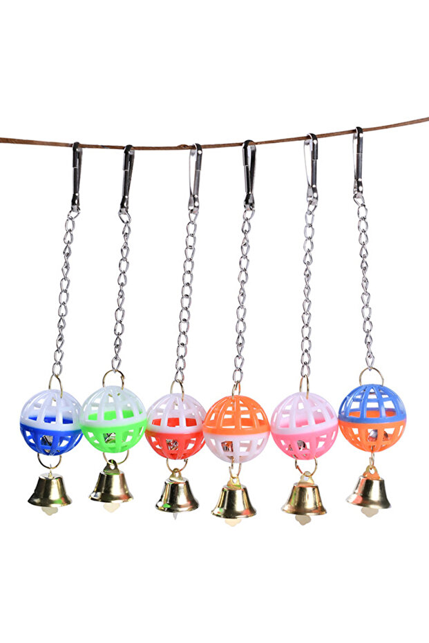 Random 1PCS Cute Parrot Toys Pet Bird Parakeet Climb Bite Chew With Hanging Swing Bell Ball Bird Toy