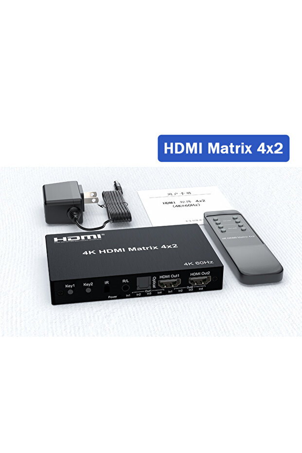 مع قابس الاتحاد الأوروبي، مصفوفة 4 × 2 4K HDMI True Matrix Switch 2 × 4 4 × 2 Matrix HDMI Video Switch Splitter 2 في 4