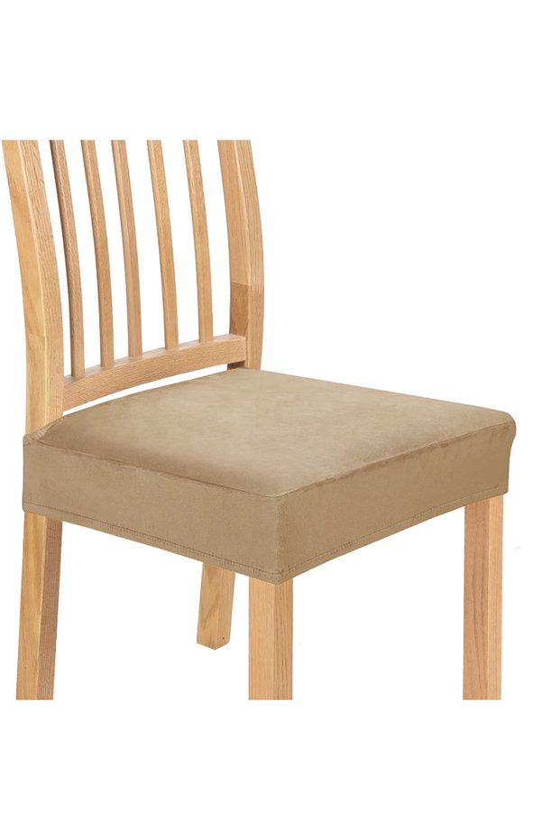 Taupe Real Velvet Chair Seat Covers Removable Washable Anti-Dust Dining Room Chair Seat Cushion Prot