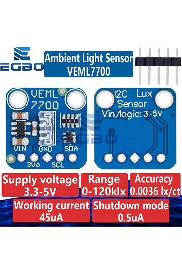 VEML7700 Ambient Light Sensor Module 120k Lux Light measuring Sensor Board 3.3V 5V I2C IIC Interf...