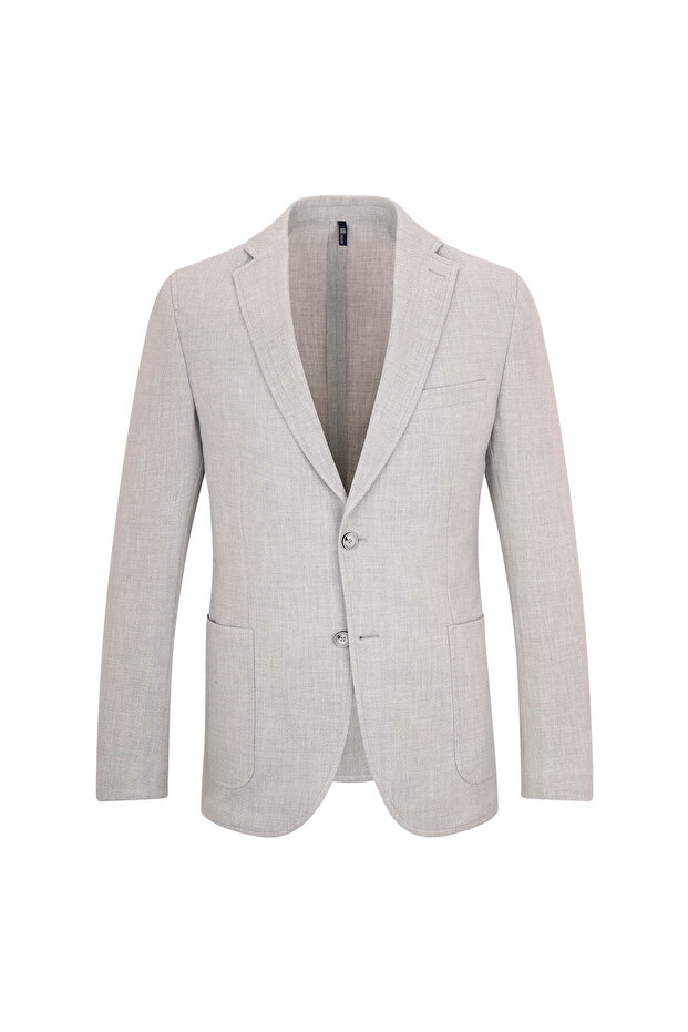 Gray Slim Fit Mono Collar Classic Jacket