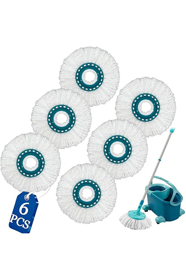 6 Replacement Mop Heads with Microfiber - 3