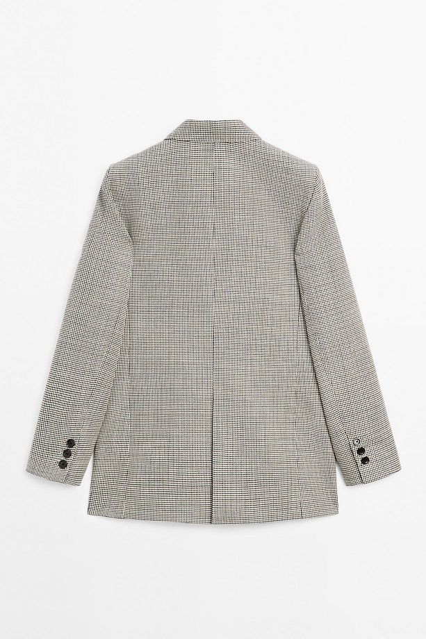 %100 yün kazayağı desenli blazer - 8