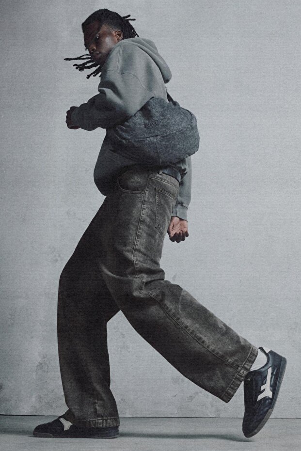 Sprey boyamalı baggy loose jean - 1