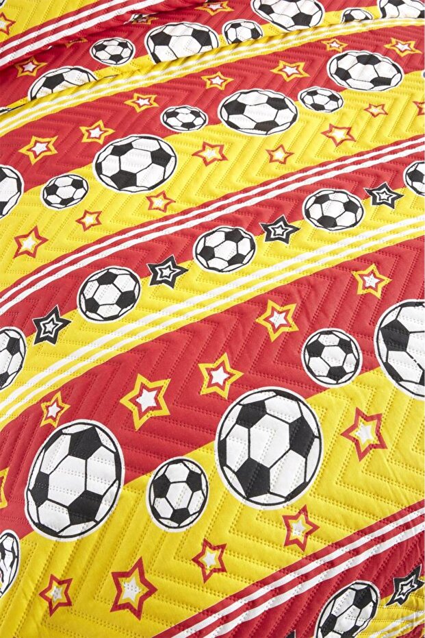 Ultrasonik Kapitoneli Şampiyon Tek Kişilik Yatak Örtüsü Sarı Kırmızı - 8