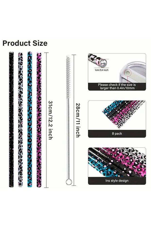 Termos Uyumlu 40oz Pipet Leopar Desenli 4 Adet - 2