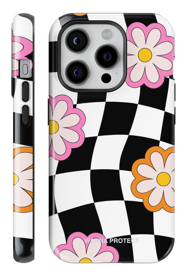 iPhone 14 Pro Max Double Layer Shock-Absorbing Protection Flower Glossy Superior Protect Phone Case
