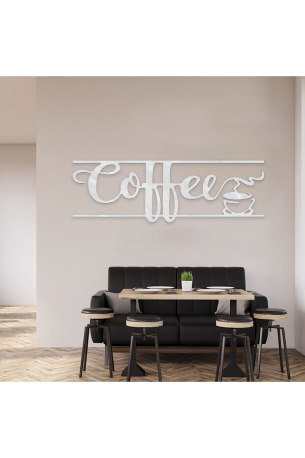 لوحة اكريلك فضي بنقشة قهوة - 1