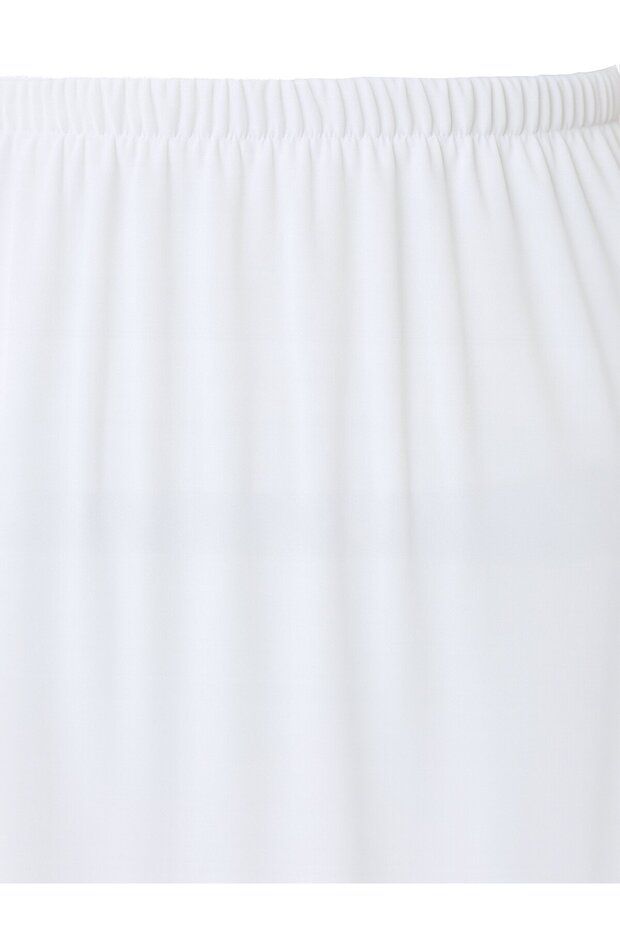 Basic Beli Lastikli İçlik Etek - Beyaz - - 5