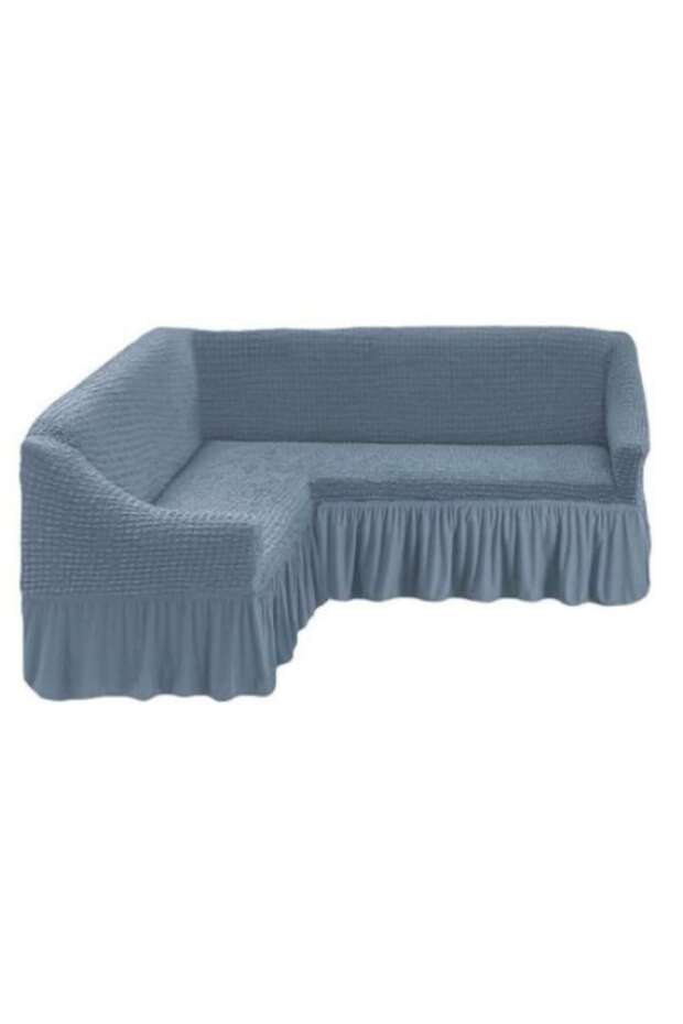 Elasticized Corner Sofa Cover - Solid Gray - 2