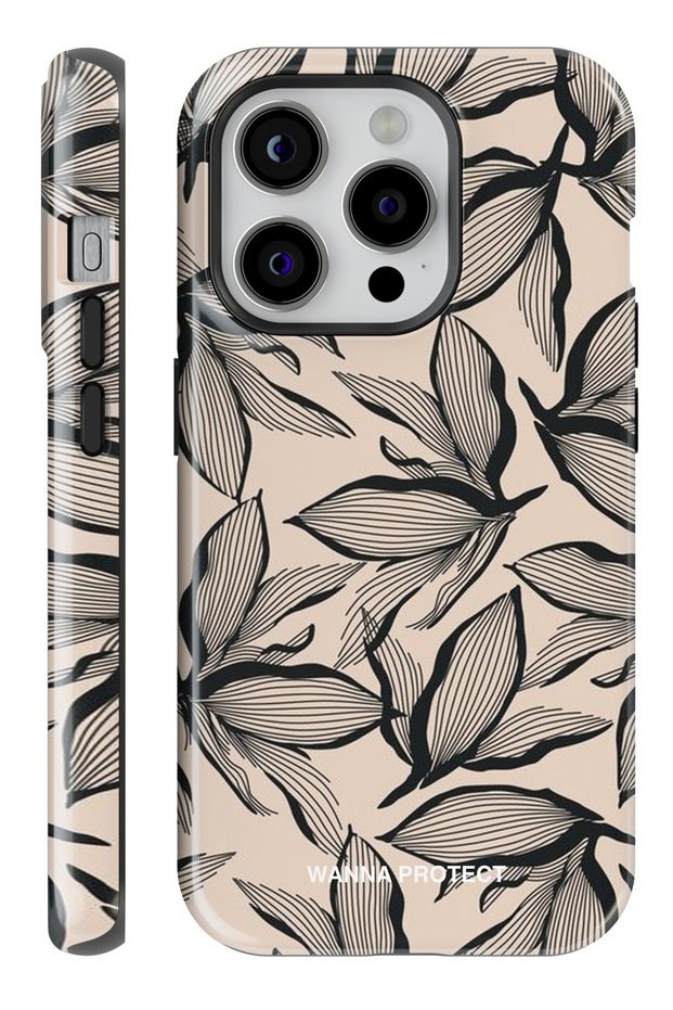 Case for iPhone 15 Pro Max Double Layer Shock-Absorbing Protection Flower Glossy Superior Protect Phone Case