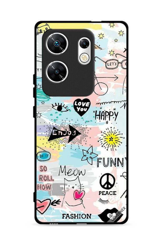 غطاء حماية لهاتف Infinix Zero 30 4G بتصميم Doodle Meow Enjoy