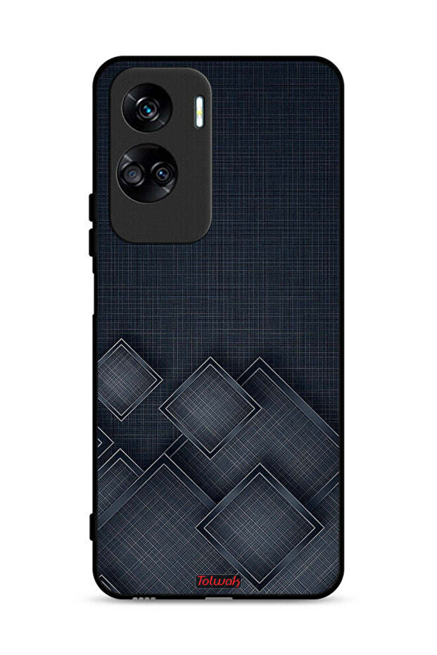 غطاء حماية لهاتف Honor 90 Lite 5G بنقشة مربعات على القماش
