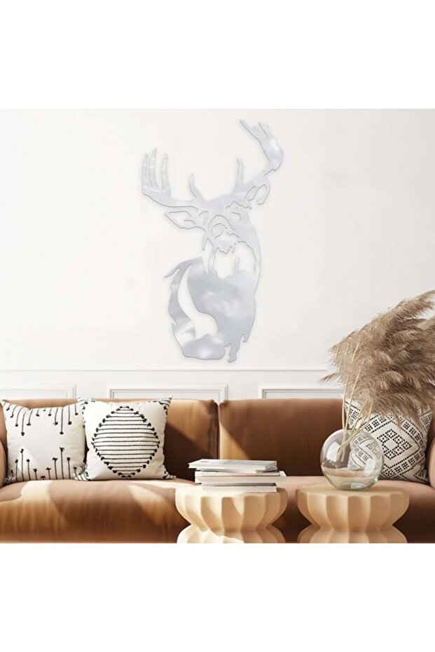 لوحة اكريلك فضي بنقشة غزال - 1