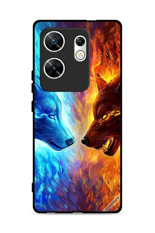 غطاء حماية لهاتف Infinix Zero 30 4G بتصميم ذئب الماء والنار