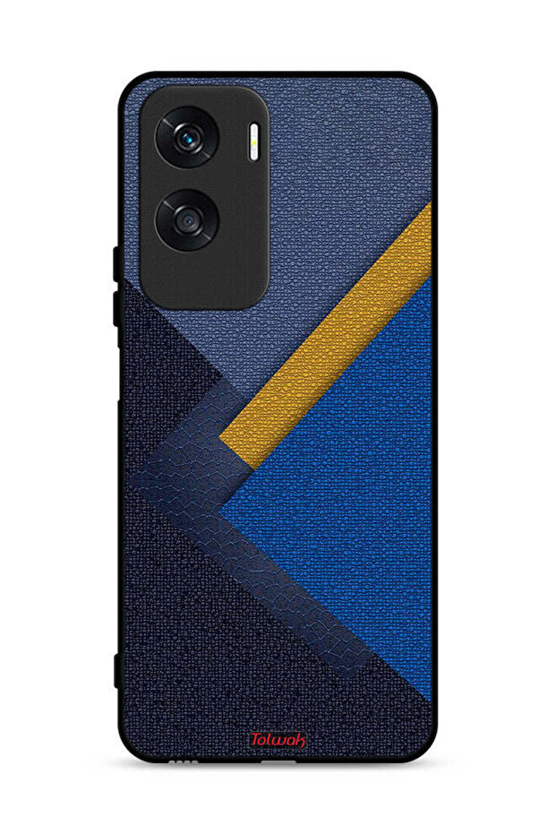 غطاء حماية لهاتف Honor X50i 5G بنقشة مثلثات جلدية