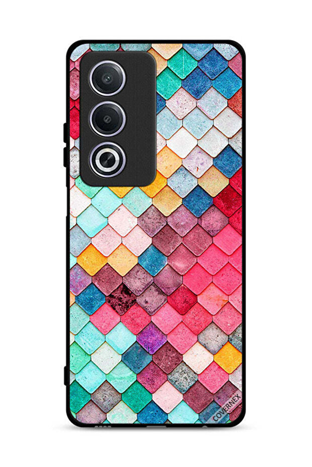 غطاء حماية لهاتف Oppo A3 Pro 5G بنمط مربع ماسي