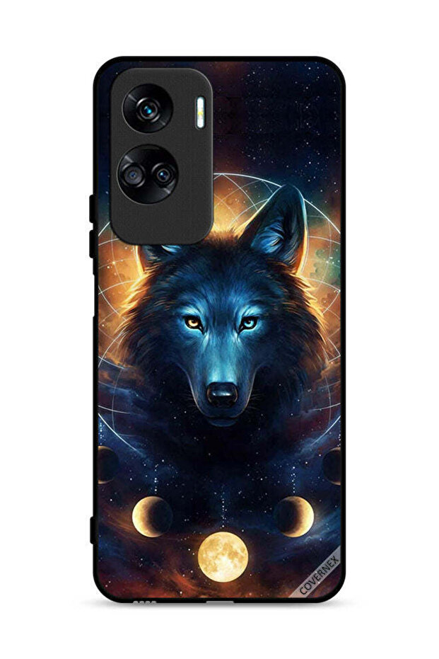 غطاء حماية لهاتف Honor 90 Lite 5G بتصميم ذئب في الفضاء