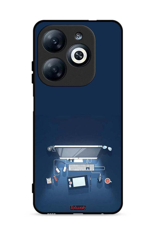 غطاء حماية لجهاز Infinix Smart 8 4G بتصميم فني لمكتب الكمبيوتر