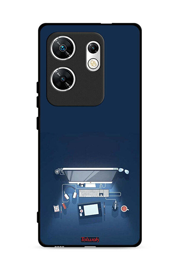 غطاء حماية لجهاز Infinix Zero 30 4G بتصميم فني لمكتب الكمبيوتر