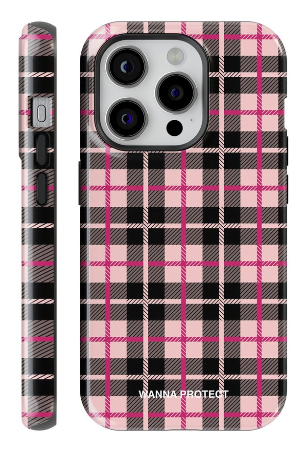 Case for iPhone 14 Pro Max Dual Layer Shock-Absorbing Protection Plaid Glossy Superior Protect Phone Case