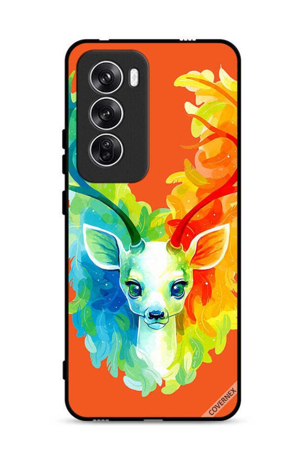 غطاء حماية لهاتف Oppo Reno12 5G بتصميم غزال ملون