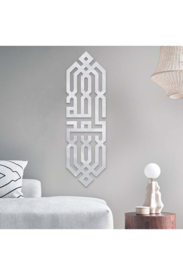 لوحة اكريلك فضي بنقشة زخرفة - 1