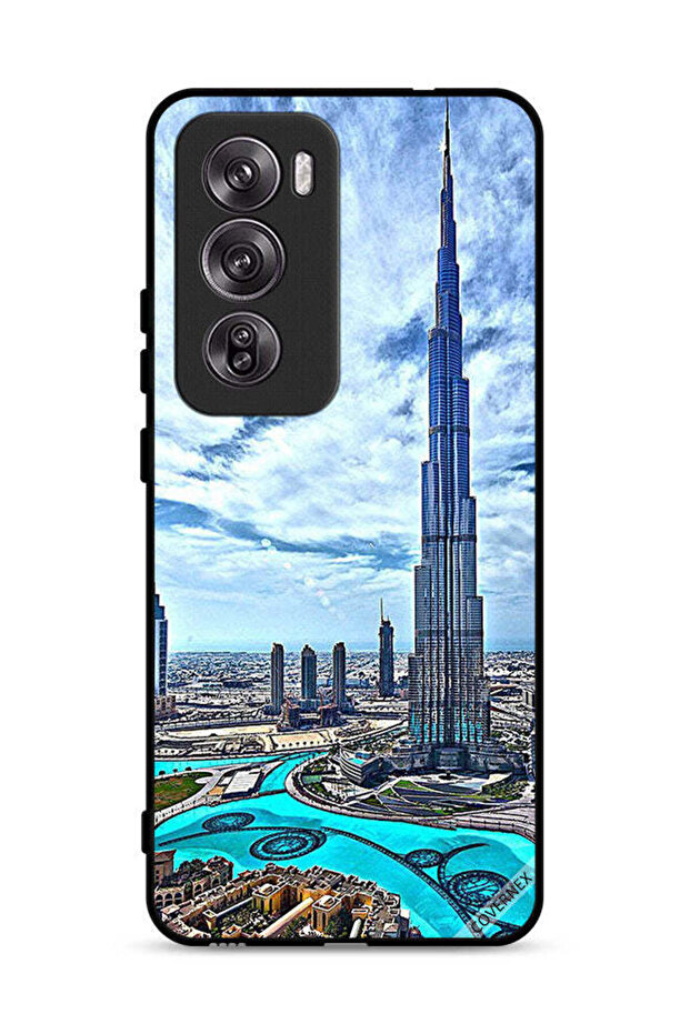 غطاء حماية لهاتف Oppo Reno12 Pro 5G، برج خليفة، غيوم تلامس السحاب
