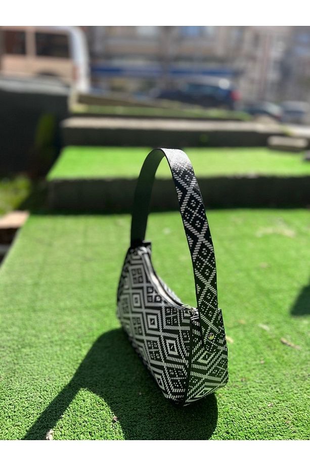 Kadın Çapraz Zebra Desenli Baget Çanta - 3