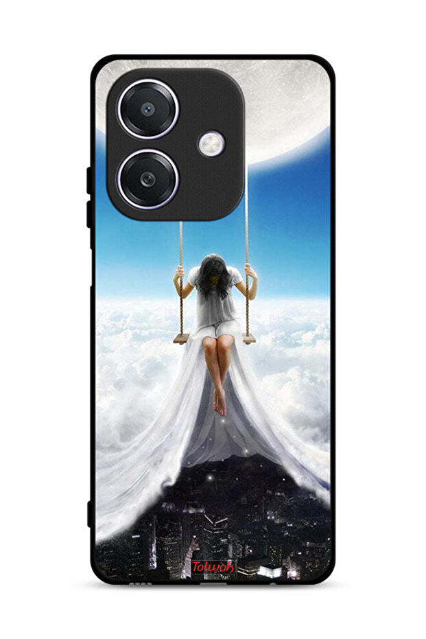غطاء حماية لهاتف Oppo A3x 5G برسومات مدينة غيوم القمر